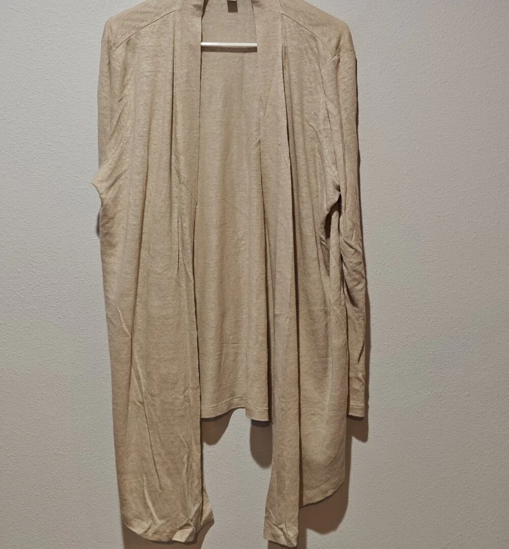 NWOT 100% Linen J. Jill Love Linen Large Cardigan Beige Cream Tan Long Flowy